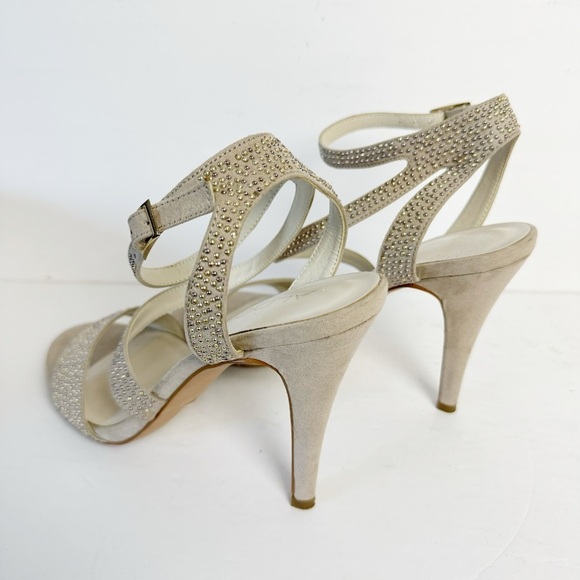 Aldo Strappy Size 8 Heels Champagne Studded Sandals 4” Heels - Picture 12 of 12